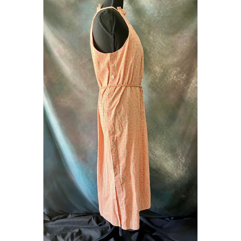 New Joie Women's Midi Dress Halter Neck Sleeveless Coral Green Floral Size Large - Picture 3 of 9